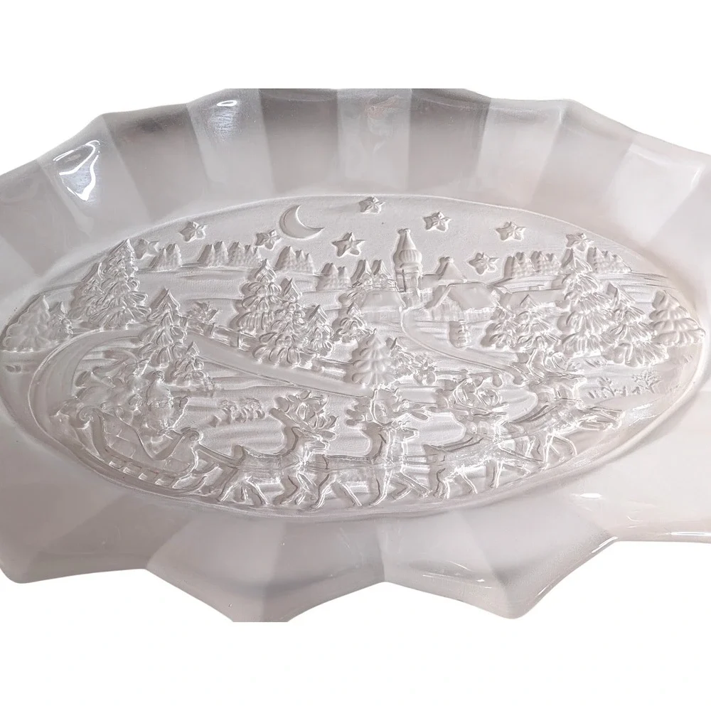 Mikasa Silent Night Oval Sweet Dish Frosted Vintage Serving Christmas Platter